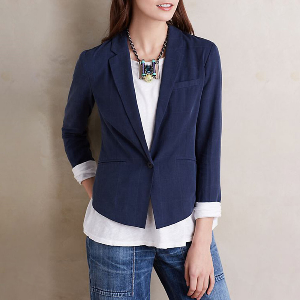 Anthropologie CARTONNIER Navy Tulip Back Blazer
